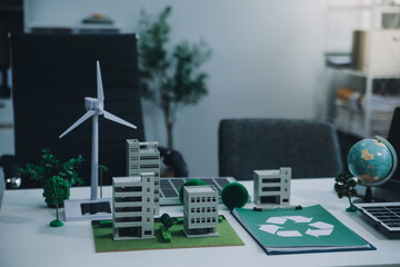 Carbon offset price report CO2 emission. Future growth Net zero waste in ESG ethical SME office...