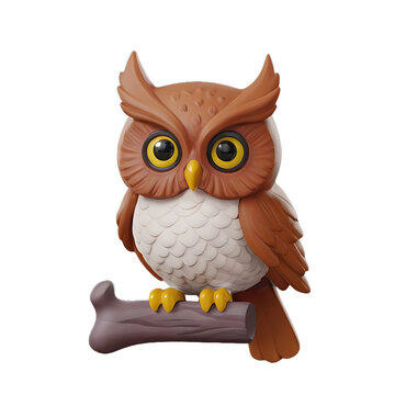 Screech Owl Animal Isolated 3d Render Illustration