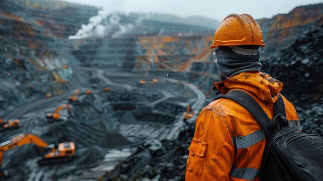 A mining engineer is exploring a large open pit mine.