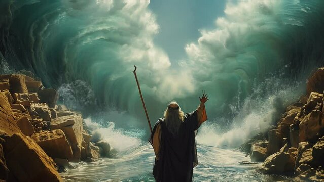 moses parted sea, motion loop
