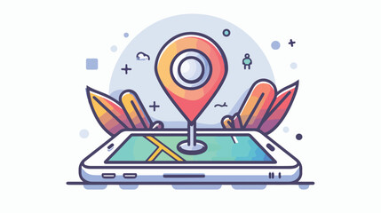 Location pin on mobile application icon illustratio