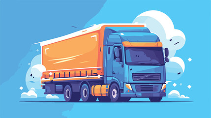 Logistics truck line icon 2d flat cartoon vactor il - obrazy, fototapety, plakaty