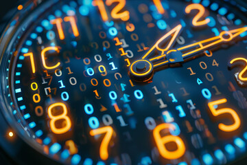 A clock with a digital face showing the time as 12:00