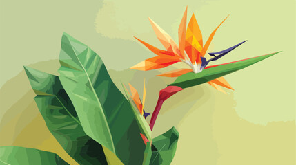 Low-poly vector flower low polygon bird of paradise