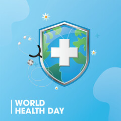 Obraz premium Vector medical protective shield, health day, banner medical