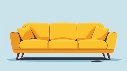 Luxury Yellow modern sofa furniture vector 2d flat