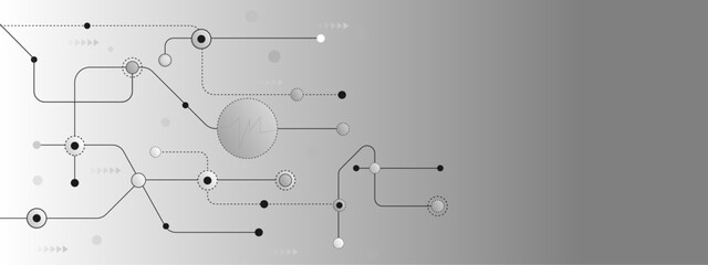 Vectors White Abstract geometric dots and lines connection circuit concept. Global communication technology background design