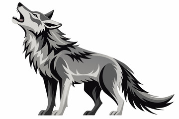 the wolf howling white background 