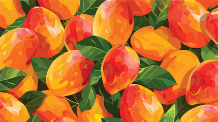 Mango. Seamless pattern with mangoes. Vector fruit