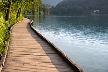 Wooden pier at Lake Bled, Slovenia