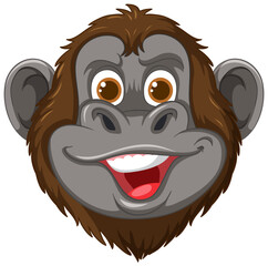 Vector graphic of a smiling monkey face - obrazy, fototapety, plakaty