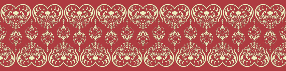 abstract pattern Vintage golden lines on a red carpet background.