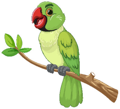 Colorful vector illustration of a green parrot