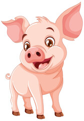 Obraz na płótnie Canvas A happy pig cartoon character smiling joyfully