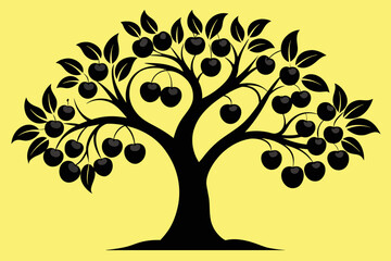 Obraz premium Black cherry tree vector design