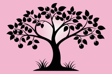 Obraz premium Black cherry tree vector design