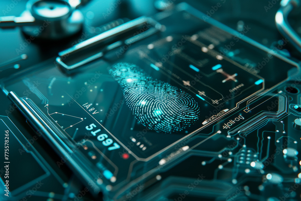 Poster a computer screen with a fingerprint on it