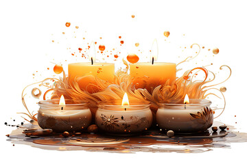 Candle close up flame. Burning candle. isolated on a Transparent background. Generative AI
