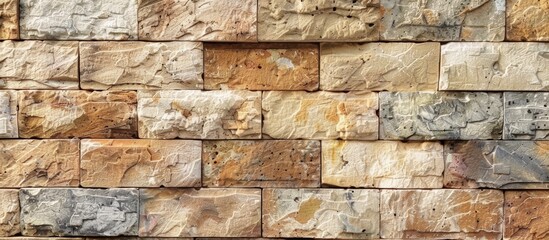 A stone wall close up displaying a variety of colors