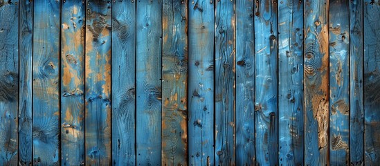 Fototapeta na wymiar Blue weathered wooden wall close up