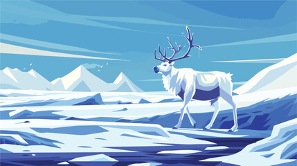 North pole animal background 2d flat cartoon vactor