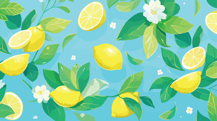 Of a lemon background 2d flat cartoon vactor illust