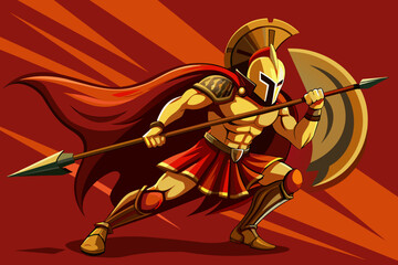 spartan warrior attacking spear fierce