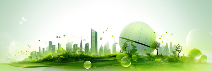 Global of Sustainable green building development goals. Environmental technology, Resource recycling, Green tech, Social, and Corporate Governance concept. - obrazy, fototapety, plakaty