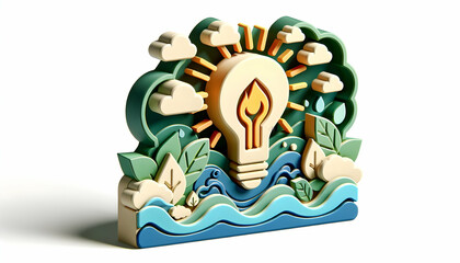 3d flat icon as Eco Entrepreneurial Spirit An ad celebrating the spirit of entrepreneurs driving business towards sustainability. in climate change theme with isolated white background ,Full depth of 