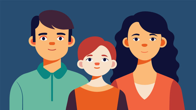 An illustration of a family portrait with the middle child pushed to the side and ly visible in the photo representing their feeling of being