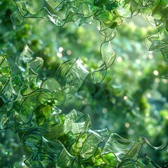 Closeup of a green industrial revolution, plastic waste being converted into bioplastic by 3D animated enzymes ,close up - obrazy, fototapety, plakaty