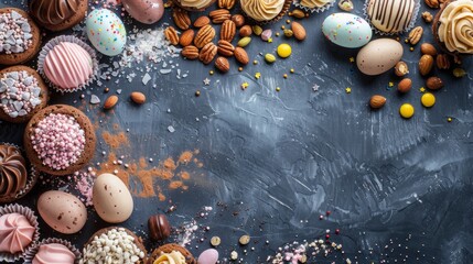 Obraz premium easter treats background , space for copy in the middle