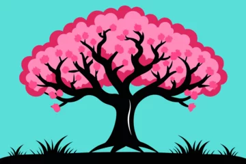 Gordijnen Eastern Redbud  tree vector design © AL