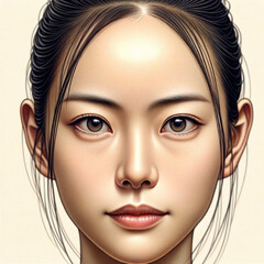 美人日本人女性の顔のアップ。
