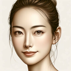 綺麗な日本人女性の顔のアップ。