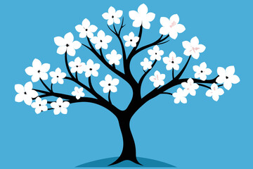 Obraz premium Flowering dogwood tree vector design