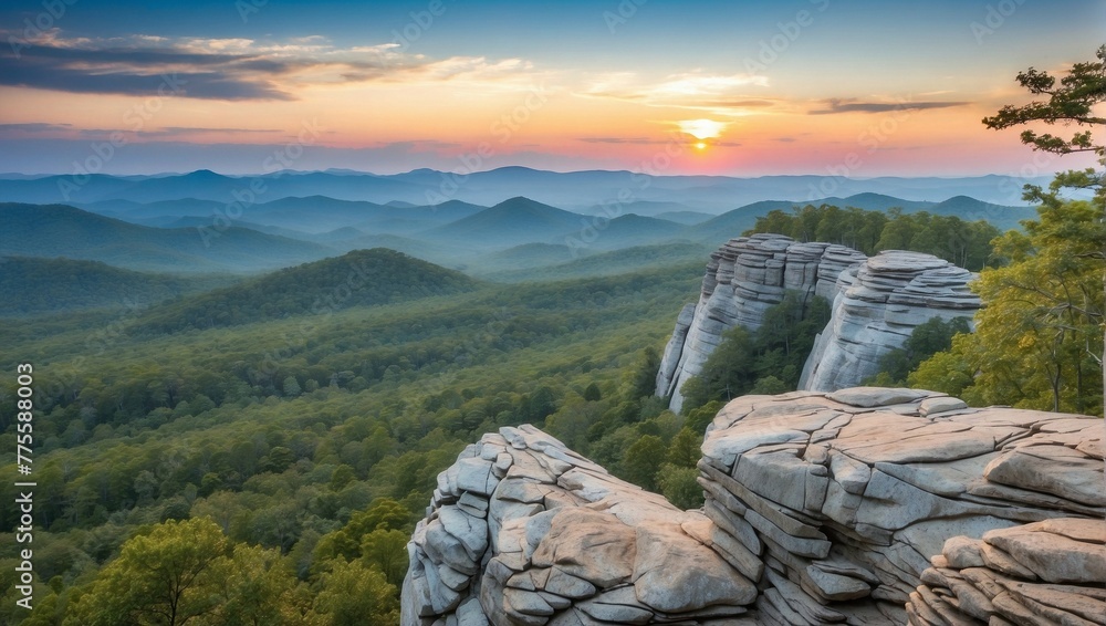 Wall mural sunset in the mountains