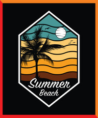 Summer Beach T-shirt Design. EPS. PNG, summer shat. PNG, EPS, Files for clothing, bag, cups, card, EPS 10	
