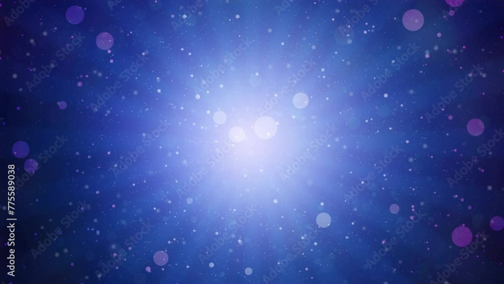 Poster abstract mesmerizing rotating blue particles and beams floating in dynamic motion - vibrant blue bac