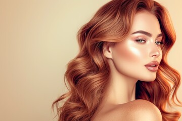 portrait of a beautiful woman with long red hair