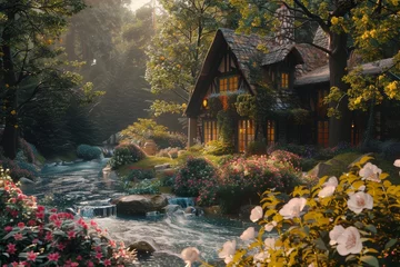 Foto op Aluminium House in the Woods With Stream © Cool Free Games
