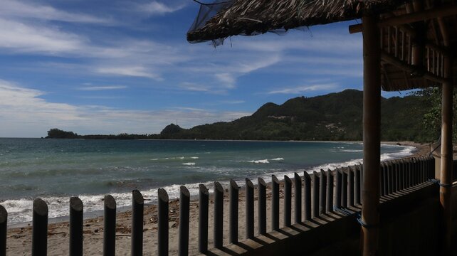 View of the waves on the beach in Majene Indonesia