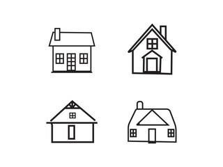 Fototapeta premium House and building line icons set isolated on a white background.House icons sing.