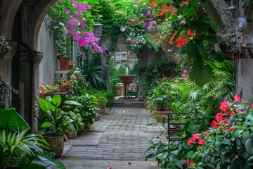 Lush Garden Abounding With Plants and Flowers