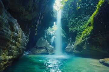 Majestic Waterfall in River