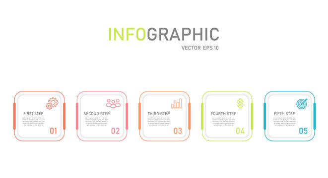 Vector infographic design of 5 steps of work process. Graphics for business and educational concepts, can be used for presentations. Workflow outline Process diagram flow chart data graph