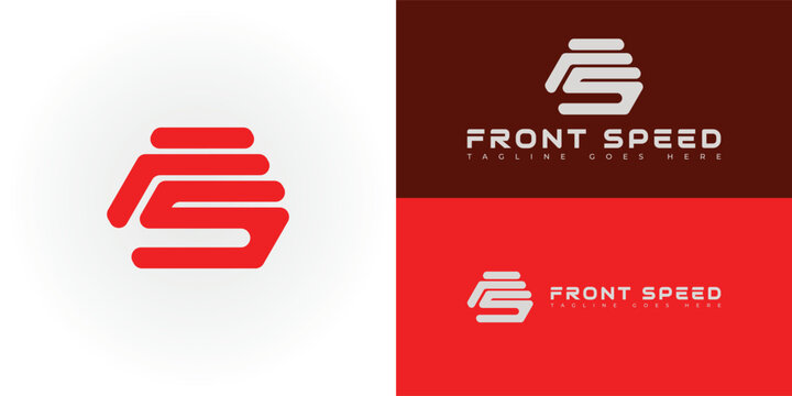 Abstract initial hexagon letter FS or SF logo in red color isolated on multiple background colors. The logo is suitable for racing sports team logo design inspiration templates.