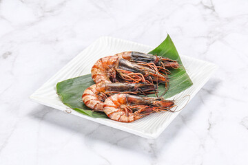 Cooked tiger prawn in the pate