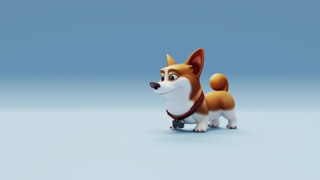 3D animation of a corgi dog sniffing. Perfect for pet-related projects, animations, and presentations