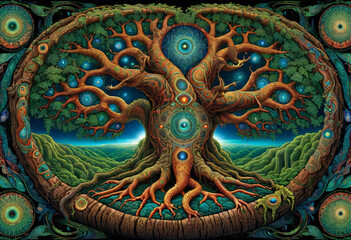 Tree of Life and magic eye ayahuasca compilation and journey of consciousness.